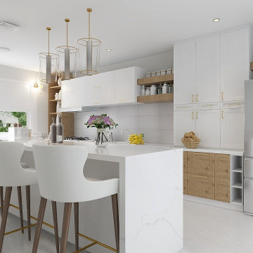 Naturel Wood & White Modern Kitchen