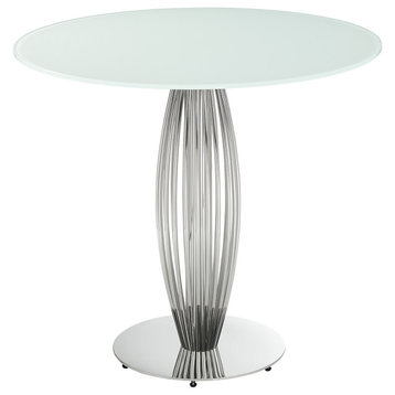 Tasso 39" Round Counter Table, White Glass