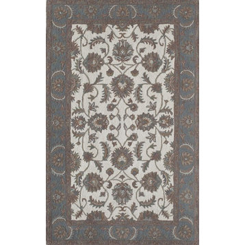 New Dynasty Rug, Ivory and Light Blue, 5'x8'