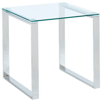 Stainless Steel and Glass Accent Table