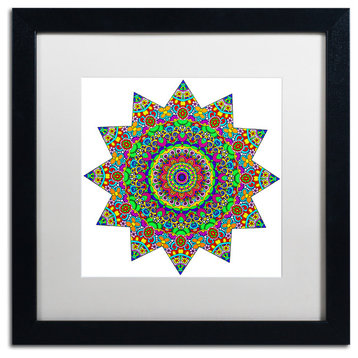 Ahrens 'Sparkling Sunny Day Mandala' Art, Black Frame, White Matte, 16"x16"