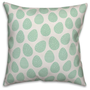 Green Easter Egg Pattern 16x16 Throw Pillow Cover