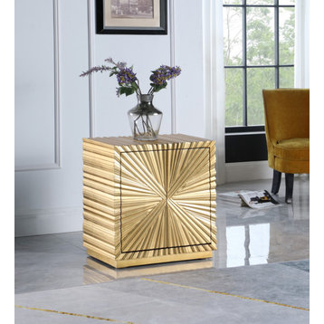 Golda Starburst Design Side Table in Gold Leaf Finish