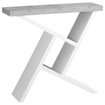 HomeRoots 11.5" x 35.5" x 34" White Grey Finish Hollow Core Accent Table