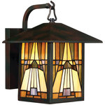 Quoizel - Quoizel TFIK8409VA One Light Outdoor Wall Lantern, Valiant Bronze Finish - A classic geometric Arts and Crafts piece with handcrafted art glass in shades of sapphire blue, warm honey, amber and cream. Arts and Crafts is an enduring style that honors the tradition of fine craftsmanship and attention to detail. Bulbs Not Included, Number of Bulbs: 1, Max Wattage: 100.00, Bulb Type: n/a, Power Source: Hardwired