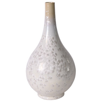 White Crystal Shell Long Neck Vase