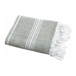 Classic Turkish Towels - Traditional Turkish Peshtamal Bath Sheet, Green, 40x72" - Bath Towels