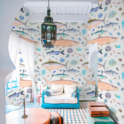 Shell Fish Sea Life Collection Removable Wallpaper by Casart Coverings - Wallpaper