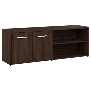 Pemberly Row Low Storage Cabinet with Doors in Black Walnut - Engineered Wood