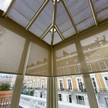 London Terrace Conservatory - French Pinoleum Blinds and Screen Roller Blinds