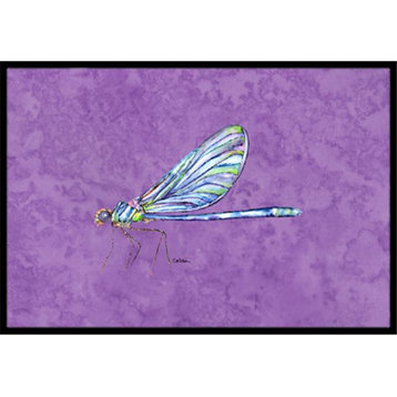 Carolines Treasures Dragonfly on Purple Indoor/Outdoor Doormat, 18"x27"