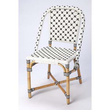 Tenor White & Black Rattan Side Chair, 5398295