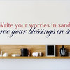 Decal Write Your Worries In Sand Carve Your Blessings In Stone, Red/Dark Blue