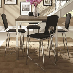 Coaster Eldridge 5-Piece Chrome Base Square Counter Height Table Set - Dining Sets