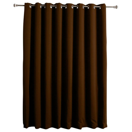 Thermal Blackout Curtain With Wide Grommet Top, Chocolate, 100"x84"