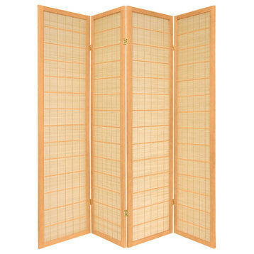 6' Tall Kimura Shoji Screen, 4 Panel, Natural