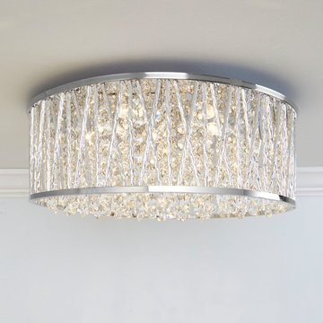 Collins Laser Cut Aluminum and Crystal LED Ceiling Light