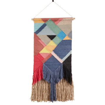 Multi-Colored Design Textured Woven Wall Hanging