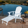 GDF Studio Katherine Outdoor Reclining Wood Adirondack Chair With Footrest, White