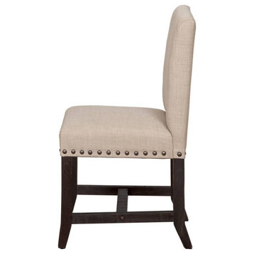 Yanez Industrial Fabric Chair in Charcoal - Solid Wood