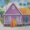American Art Decor Coastal Cabins Crop Outdoor Canvas Art Print, 16"x48"