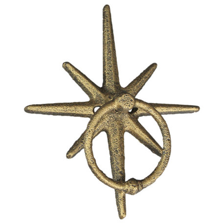 Gold Cast Iron Decorative Starburst Door Knocker Rustic Celestial Home Decor