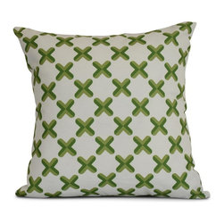 Green Criss Cross Upscale Getaway Geometric Print Pillow - Decorative Pillows
