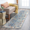 Georgette Traditional Floral Area Rug, Navy/Cream, 2'3"x7'7"