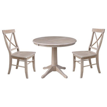 Round Extension Dining Table With 2 X-Back Chairs