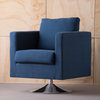 GDF Studio Hahn Mid Century Modern Swivel Armchair, Navy Blue