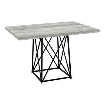 Dining Table 36"x48", Gray Reclaimed Wood-Look, Black