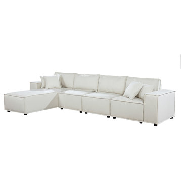 Ermont Reversible Sectional Sofa Chaise, Beige Fabric