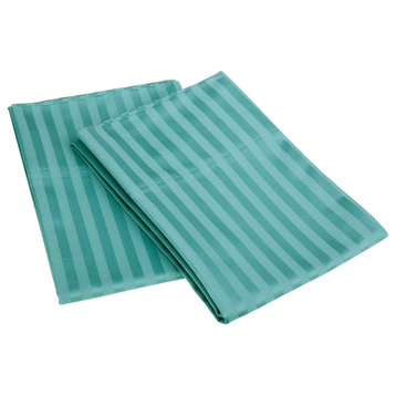 Striped 600-Thread-Count Pillowcases, Premium Cotton, Standard, Teal
