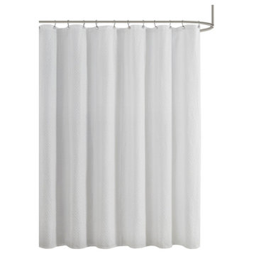 Croscill Calistoga Textured Cotton Matelasse Shower Curtain, White