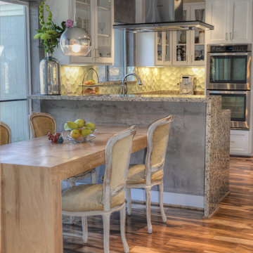 Kitchen with Custom Veneer Plaster & Metallic Backsplash
