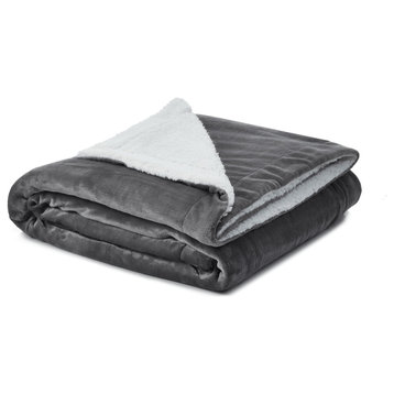 Dark Slate Gray Knitted PolYester Solid Color Plush Queen Blanket