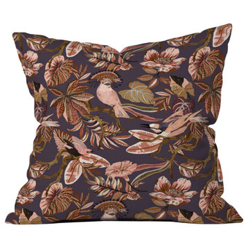 Deny Designs Marta Barragan Camarasa Pink Tropical Birds Outdoor Pillow, 18"