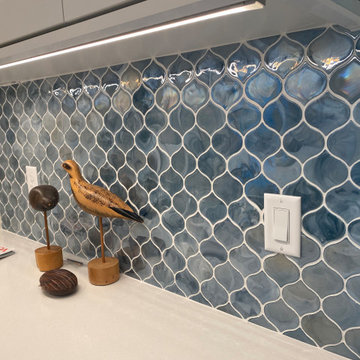 Blue Shimmer Arabesque Backsplash