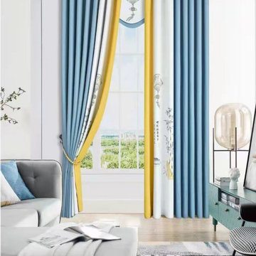 QYFL9016D Illawarra Flower Faux Linen Eyelet Ready Made Extra Wide Curtains For