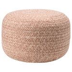 Jaipur Living - Jaipur Living Santa Rosa Indoor/Outdoor Solid Cylinder Pouf, Heather Light Pink - The Saba Solar collection brings the coastal, globally inspired vibes of natural fiber to outdoor settings. The Santa Rosa pouf mimics the organic style of jute accents, lending texture and warm neutrality to any style decor, but the handwoven polyester quality means this heathered, light pink and cream ottoman is just as home on patios and porches as it is in living and playrooms.