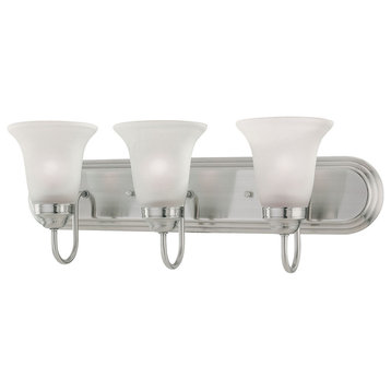 Whitmore 3-Light Bath Bar, Satin Pewter With Etched Glass