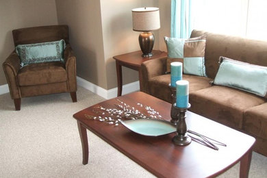 Living room - contemporary living room idea in Manchester