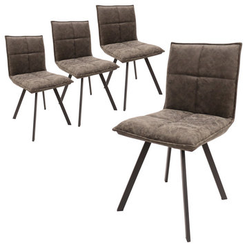 Wesley Modern Leather Dining Chair, Metal Legs Set of 4, Gray