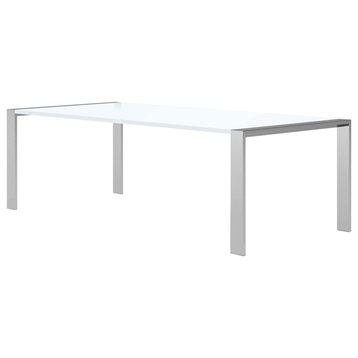 Modrest Fauna Modern White High Gloss and Stainless Steel Chrome Dining Table
