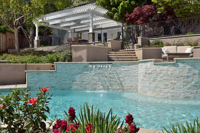 Design ideas for a large traditional backyard pool in San Francisco with with a pool.