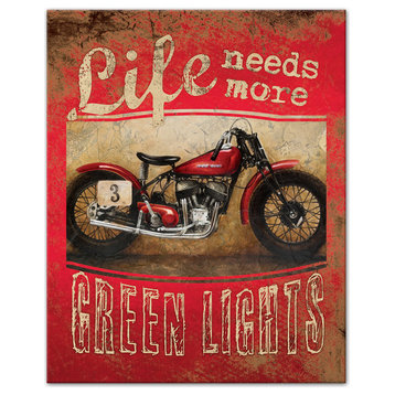 "More Green Lights Motorcycle" Canvas Wall Art, 16"x20"