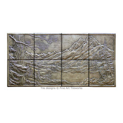 Mountain Mural, 12x24 overall, Fine Art Tileworks - Tile