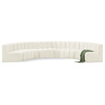 Meridian Furniture - Arc Velvet Upholstered 8-Pc. Inward Curved Modular Sectional, Cream - Give your living room or den the perfect blend of style and versatility with this Arc velvet fabric curved modular Sectional. Part of the Arc modular furniture collection, this Sectional comes upholstered in rich cream velvet fabric and features deep channel tufting that adds a touch of luxury while enhancing comfort and support. A seamless combination of form and function, this chair can be used with other Arc pieces to create a myriad of configurations in your well-curated room.