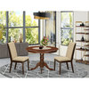 3-Piece Dining Kitchen Table Set, Pedestal Table, 2 Dining Chairs, Light Tan