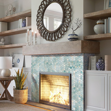 Coastal Dreams Hexagon Glass Mosaic Tile